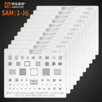 Amaoe SAM 1-17 BGA Reballing Stencil SAM13 SAM14 for Samsung A70 A80 A90 NOTE Exynos7870 9611 Power IC Audio CPU Tin Steel Mesh