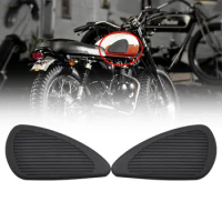 Motorcycle Black Fuel Tank Sticker Gas Oil Tank Pad Side Gas Tank Knee Pad Vintage For Harley Cafe Racer Classic Universal