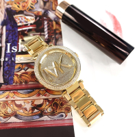 MICHAEL KORS / 經典大LOGO 晶鑽奢華 日本機芯 不鏽鋼手錶-鍍金/39mm