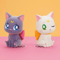 Bandai Original Sailor Moon Cosmos Anime Figure 7Cm Fluffy Puffy Luna Artemis Action Figure Toys For Kids Gift Collectible Model