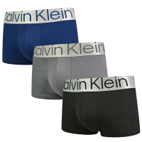 Calvin Klein Reconsidered Steel 絲質寬腰帶合身四角/平口褲 CK內褲-海軍藍、灰、黑 三入組