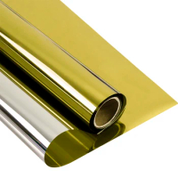SUNICE 1.52x10/20/30m Gold Silver One Way Mirror Window Tint for Home House Building Sticker Film, High Private and Heat Control