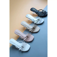 YOURSHOES O98 / รองเท้าส้นสูง 3 นิ้ว รองเท้าส้นแก้วสายเพชร รองเท้าผู้หญิง