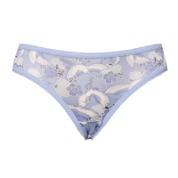 【Chlansilk 闕蘭絹】絕美花朵千鶴100%蠶絲低腰內褲(藍)
