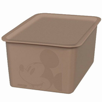 小禮堂 迪士尼 米奇 日製 方形塑膠拿蓋收納箱 玩具箱 衣物箱 4L (S 棕 大臉)