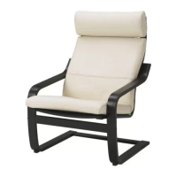 POÄNG 扶手椅, 黑棕色/glose 米白色, 68x82x100 公分