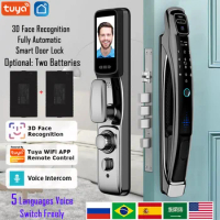 Wifi Tuya APP Face Recognition Smart Door Lock With Camera Video Call Voice Intercom Digital Door Lock Automatic Door Lock