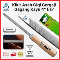 Kikir Asah Gigi Gergaji Segitiga BJP 4" Inch Gagang Kayu - Slim Taper Saw File Alat Pengasah Gergaji
