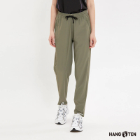 【Hang Ten】女裝-恆溫多功能-TAPERED FIT冰絲涼感吸濕快乾彈性錐形機能長褲(橄欖綠)
