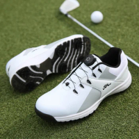 New Professional Golf Shoes Unisex Brand Leather Golf Sneakers Grass Non-Slip Walking Shoes Mens Waterproof Golf Shoes White