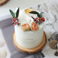 CITTA 精油香氛蠟燭-玫瑰款含原木底座 手工植物香薰蠟燭 無菸香氛擺件