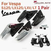 1 對後腳凳 Vespa 腳墊,帶安裝螺母黑色銀色,適用於 Vespa S125、Lx125、LT、LXV