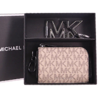 【Michael Kors】紳士風 男士 GIFTING系列 防刮皮革 4卡 鑰匙圈 零錢包 禮盒(瑪爾法米色)