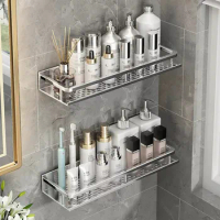 Bathroom Shelf Organizer 30-50CM Shower Storage Rack Silver Space Aluminum Toilet Shampoo Holder Bathroom Accessories