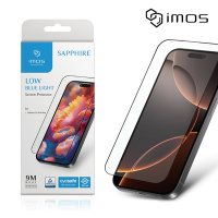 imos iPhone 16 Pro Max 6.9吋 9M滿版黑邊RPF60低藍光螢幕保護貼(人造藍寶石)