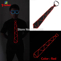 High quality 10Colors Choice Neon glow light EL wire glowing Tie DC-3V Sound activated Wedding Party Supplies