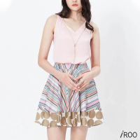 【iROO】亮彩條紋經典造型短裙