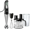 Braun MQ775 MultiQuick 7 手持式攪拌器｜多功能食物調理機｜黑色不銹鋼｜0.6公升容量