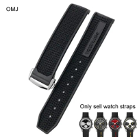 Natural Rubber Watchband For Omega Speedmaster Seamaster 300 Soft Silicone Moonwatch S Watch Strap Waterproof strap 22mm