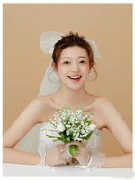 韓式新娘手捧花 韓系婚紗照拍攝郁金香手捧花 結婚婚禮白色手拿花