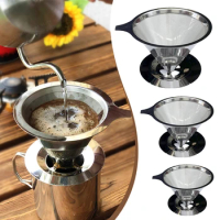 Reusable Double Layer 304 Stainless Steel Coffee Filter Holder Pour Over Coffee Drip Mesh Coffee Tea Filter Basket Tools