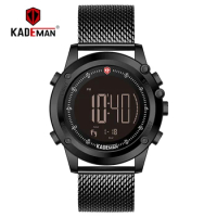 K698 KADEMAN Top Brand Luxury Fashion Style Men's Sports Watch Step Counter Digital Display Multifunction 3ATM Steel Strap gift