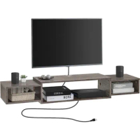LISM Vicodabo Floating Wall TV Cabinet Stand, 55" Wall Mounted Wood Media Console with Cable Holes, for Living Room,Bedroom