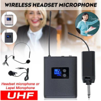 TZT UHF Wireless Microphone System Headset/Lapel Mini Microphone with Receiver Bodypack Transmitter