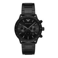 EMPORIO ARMANI 嶄新時尚三眼腕錶-黑(AR11242)44mm