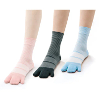 【BODY-K】笠原巖老師研發 健康調整襪 條紋款1雙(日本專利 拇指 腳趾 外翻 校正 加壓 女襪 中筒)