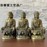 Western Three Saints Ancient Buddha Statue, Tibetan King Shakyamuni Buddha Statue, Home Decoration Alloy Buddha Statue