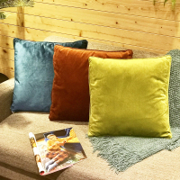【YU Living 信歐傢居】北歐風天鵝絨方型抱枕 靠墊 沙發枕(3色/藍色/綠色/紅色)