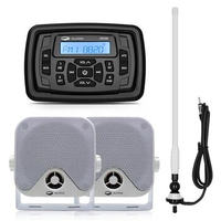 Waterproof Marine Stereo Radio Audio Bluetooth Media Receiver Car MP3 Player+4" Marine Speaker+FM Antenna For RV Yacht Motorcycl