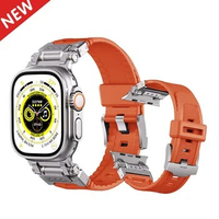 Metal Rubber Strap For Apple Watch Band Ultra 2 49mm Silicone Sport Bracelet For iWatch Series 9 8 7 45mm 6 5 4 SE 3 42mm 44mm