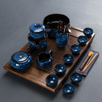 窯變功夫茶具套裝家用天目釉陶瓷建盞全半自動石磨茶壺茶杯泡茶器