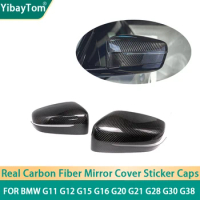 Real Carbon Fiber Side Mirror Cover Cap Sticker Add-on For BMW G11 G12 G15 G16 G20 G21 G28 G30 G38 only for left hand drive