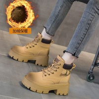 #N/A - 馬丁靴復古機車靴女新款歐美皮面短筒工裝靴英倫風百搭女靴子