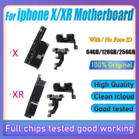 100% Original For iPhone X XR Motherboard With Full Chip Main Logic Board Clean iCloud 64GB 128GB 256GB Unlocked Mainboard