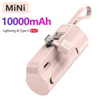 10000mAh Mini Portable Power Bank Built-in Cable Fast Effective Charger External Battery Powerbank For iPhone Samsung Xiaomi