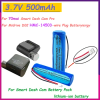 Brand New3.7V 500mAh Li-ion Batteryfor 70mai Smart DashCam Pro Midrive D02 HMC-1450 Replacement Battery 3 Wire Plug 14x50mm Tool