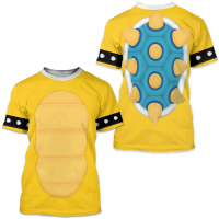 Baju Lelaki Musim Panas 2026 Kartun Bowser Cetakan 3D Baju-T Wanita Harajuku Kasual Lelaki dan Perem