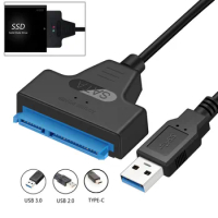 SATA to USB 3.0/Type C Cable Up to 6 Gbps for 2.5 Inch External HDD SSD Hard Drive 22 Pin Sata III Cable USB3.0 to Sata III Cord