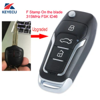 KEYECU Replacement Upgraded Flip Remote Car Key Fob 2 Button 315MHz FSK ID46 for Mitsubishi G8D-571M-A, F Stamp on the blade