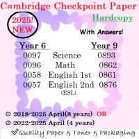[A4 PRINT] Checkpoint Paper Year 6 & Year 9┃ Math, English, Science (2018-April 2025) | Black White 