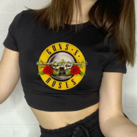 Vintage Guns N Roses Summer Fashion Women Cropped Top Streetwear Y2k Clothes Harajuku Baby Tee Fans Gift T Shirt Dropshipping