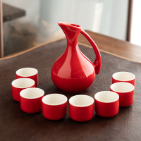 工廠直銷 特惠 免運 酒杯 酒器 紅酒杯 高酒杯 白酒杯 玻璃杯 新款中國紅陶瓷酒具中式婚慶喜慶懷舊婚禮酒壺婚宴敬酒杯分酒器特惠/開立發票 全館八折 快速出貨