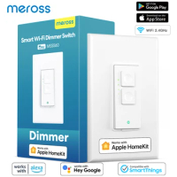Meross WiFi Smart Dimmer Switch Single Pole WiFi Light Switch for Dimmable LED Work with HomeKit Alexa Google Home SmartThings