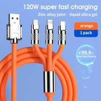 COD 120W Super Fast Charging Cable – 3 In 1 Zinc Alloy, Silicone Wire & LED Display for iPhone, Sams