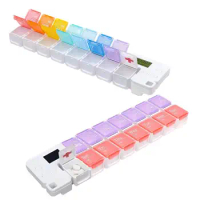 Pill Box Reminder Weekly Pill Box 7Days Medicine Storage Organizer Portable Pill Holder With Alarm Sealed Packaging For home