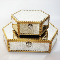 樣板房軟裝飾品臥室梳妝臺擺件創意珠寶盒首飾盒玻璃收納盒道具